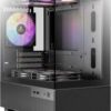 antec cx200m rgb elite dual chamber mini tower gaming case (black) – 270° tempered glass, pre installed rgb fans, m atx/itx
