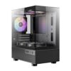 antec cx200m rgb elite dual chamber mini tower gaming case (black) – 270° tempered glass, pre installed rgb fans, m atx/itx
