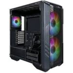 cooler master haf 500 rgb atx mid tower gaming chassis (black) – dual 200 mm argb fans, usb c, rotatable gpu fan, high airflow design