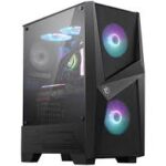 msi mag forge 100r mid tower gaming chassis (black) – tempered glass, argb fans, superior airflow