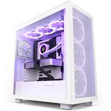 nzxt h7 flow (cm h71fg 01) mesh tempered glass mid tower atx chassis (black/white) – high airflow, radiator ready, usb c