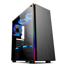 vikings vks 23 shield tempered glass mid tower gaming chassis (black) – 3 rgb fans, mesh front, atx support