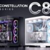 antec c8 dual chamber tempered glass full tower gaming chassis (white) – e atx support, 270° panoramic view, high airflow cooling